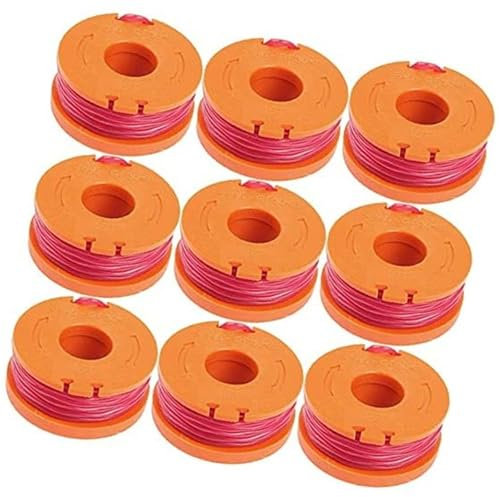 DEMULAX 9 Pcs Trimmer Spool Line WA0004 Replacement, for Worx Grass Trimmer WG150E WG154E WG155E WG157E WG160E WG163E WG166E WG167E WG169E Lawn mower spool
