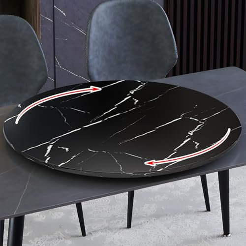 Plateau tournant rond en bambou de 50 cm pour charcuterie et fromage, orga de cuisine pour garde-manger et comptoirs, finition marbre noir