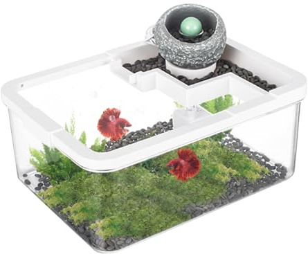 Yulokdwi Small Aquarium | Indoor Miniature Tank Decor,Small Ancient Aquariums with USB Pump & Light for Aquaponics Reef Jellyfish Betta Desktop Bookshelf Bedroom Hospital Studio