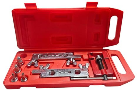 Terryshop74 Kit Pagliettatrice Tubazioni 10 Pezzi con Valigetta – Attrezzo Flaring e Espansione Tubi 5-19mm per Impianti Idraulici, Refrigerazione, Condizionamento