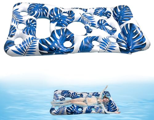 Matelas flottant pour piscine - Lit solaire gonflable avec appuie-tête, grande taille 136 kg, pour plage, parc aquatique, voyage, jardin