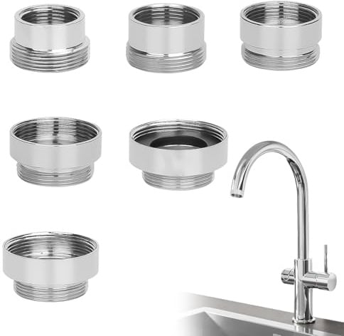 VLYX 6-teiliges Universal-Wasserhahn-Adapterset, langlebiger Gartenschlauchanschluss und Perlator für Wasserfilter, Sprüher - Universalgröße 16mm bis 28mm