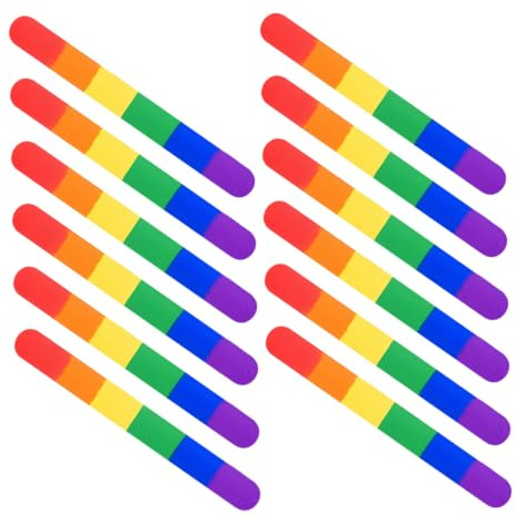 HEALSOPTHY 12 Stück Teiliges Buntes Silikon Klatscharmband Weiche Hautfreundliche Regenbogen Armbänder für Kindergeburtstage Pride partys und Outdoor Aktivitäten Leicht und Tragbar