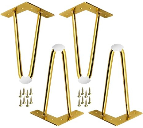 WATAOW 10–40cm Metall Sofa Füße | 4er-Set V-förmige Ersatzstützfüße | Moderne Möbelbeine für DIY Couchtisch & Schrank | Wohn-Dekor Beschlagzubehör(Gold,15cm/5.9)