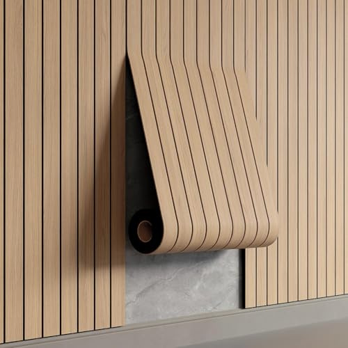 AMIGO Holzfurnier Paneele Selbstklebend,1.8m²-1 Stück 300x60x0.3cm 3D Wandpaneele Holzoptik,Paneele für Wanddekoration, Wohnzimmer, Büro,Eichenholz
