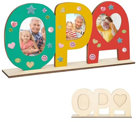 lbxtswpl Opa Holzbuchstaben Bastelset, Geschenk Opa, Geschenke für Opa | Geburtstagsgeschenke für Großvater Geburtstag Weihnachten Dekoration Holznamen Bemalen und Fotos Ankleben