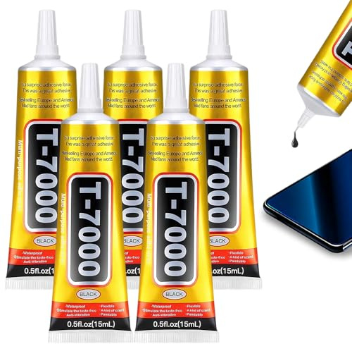 5 PCS T7000 Glue, Multifunctional Black Phone Screen Glue for Phones Electronics Rubber Jewelry Porcelain and Crafts