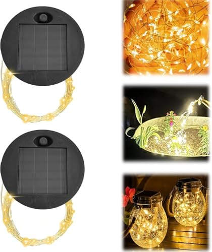 Solarleuchten Ersatzteile 7cm, Solarleuchten Ersatz mit Led Lichterkette Ersatz Solarmodul für Gartenleuchte Solar Giesskanne Ersatzdeckel Wasserfest Lichterkette Solarpanel für Außen (2pcs)