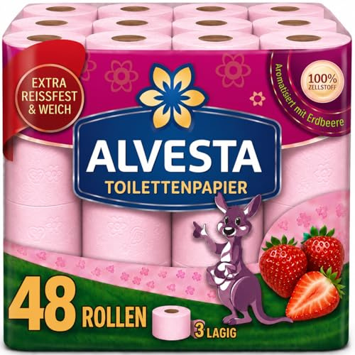 ALVESTA Toilettenpapier | 3-lagig in PREMIUM QUALITÄT |48 Rollen | Ultra Weich & Saugstark | Luxus Komfort Vorteilspack