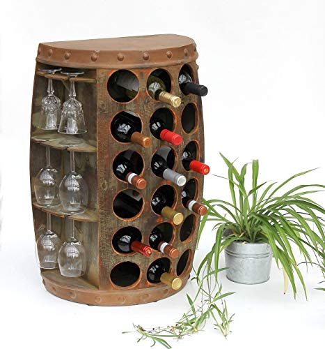 DanDiBo Weinregal Holz Braun Weinfass Flaschenregal 1486 Beistelltisch Schrank Fass 72cm Hoch Weinbar