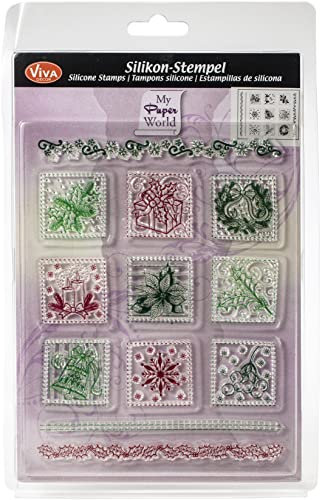 VIVA DECOR 400306900 Stempelset Xmas PTCHW, Weihnachts-Patchwork, 3 Stück
