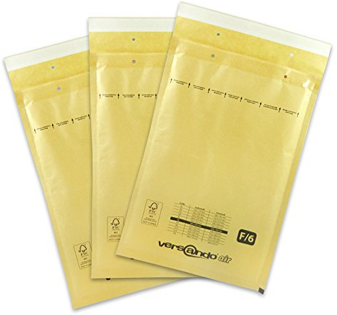 versando 100x F6 Luftpolsterumschläge Innenmaß 220 x 340 mm Außenmaß 240 x 350 mm braun/goldgelb für DIN A4 / A5