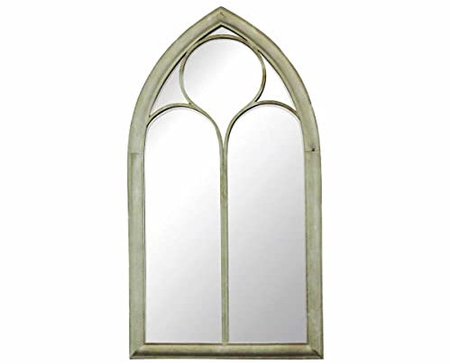 Charles Bentley Decorative, Rustic, Large, Outdoor, Rome Arch Mirror, Gothic Design, Rust Proof, Water Resistant, Wall Mounted, Shatterproof, 4mm Glass Thickness, Hanging Hook (112x61x4cm)
