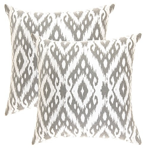 TreeWool Dekorativer Kissenbezug (50 x 50 cm, Grau) Ogee Ikat Diamant Design 100% Baumwolle (2er Pack)