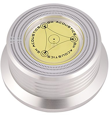 Vbestlife Abrazadera del estabilizador de Registro del Disco de La Placa Giratoria de Nivel de Burbuja 50 / 60Hz Placa con Nivel de Burbuja para El Reproductor de Discos de Vinilo LP (Plata)