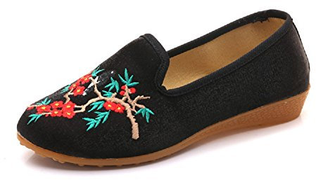 Lazutom - Mocasines de Lona para Mujer, Color Negro, Talla 40 EU