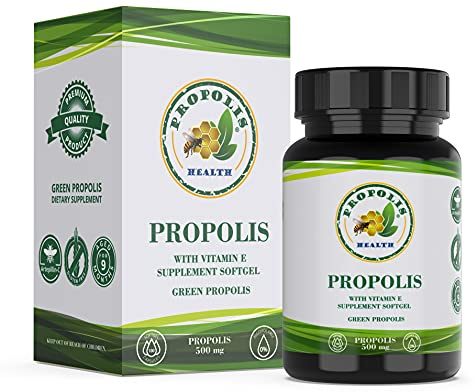 Propolis Health Propolis Capsules 1000mg-Daily with Vitamin E Per dose - Pure Brazilian Green Propolis Extract - Immune Booster 50 Days Supply -100 Capsules