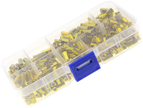 Create idea 300Pcs Gold M3 Brass 3mm Hexagonal Female Screw Nut Bolts Standoff Spacer Kit Set