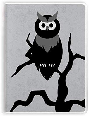 Notizbuch mit Gummieinband, Motiv: Eule, Baum für Nacht, Halloween, weicher Einband