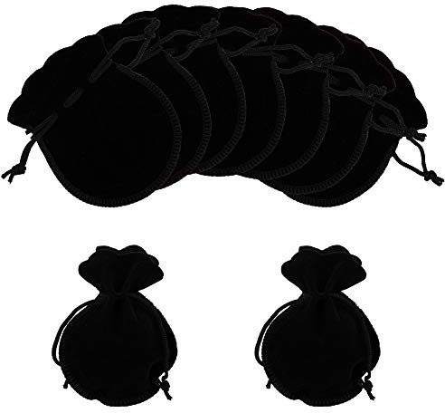 NBEADS 30 Stück Samt Stoff Kordelzug Taschen, Kalebasse Form Kordelzug Schmuckbeutel Kleine Süßigkeiten Geschenktüten Für Weihnachten Hochzeit Geburtstagsfeier Gefälligkeiten, Schwarz, 9x7 cm