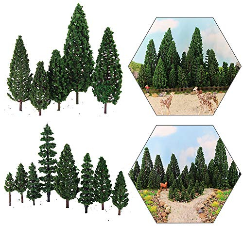 Evemodel 52Stk Modell Kiefern Grün Kunststoff Für Wald Spur 0 H0 TT N Modellbahn Dekor Xmas Baum