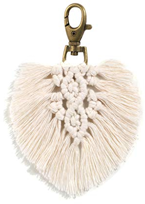 lijun Schlüsselanhänger für Frauen: Quasten Tasche Charm Halter Ornamente Schlüsselanhänger, Beige, Gelb, Blau, Rosa