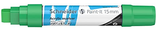 Schneider 120304 Paint-It Acrylstift (mit 15 mm Keilspitze, hochdeckende Acrylfarben für Holz, Leinwand, Stein uvm.) 1 Stück, grün