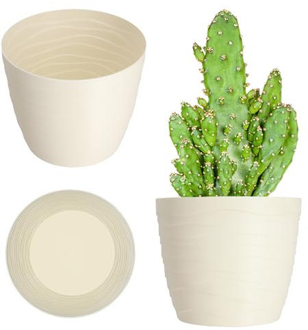 KADAX Pot de fleurs en plastique Ø 11-19 cm 7 couleurs simple pot de fleurs moderne robuste Pot rond Ø 15 cm Écru