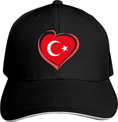 Turkey Flag T Vintage Herren & Damen Wicking Praktisch Hip Hop Cap, schwarz, 6 7/8/7 3/8