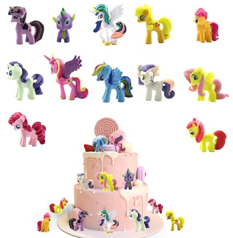 peiyee Einhorn Tortendeko Mini Figuren Set my little pony figuren Einhorn Geburtstagstorte Dekoration Kuchen Einhorn Topper Cartoons Kuchen Topper für Kinder Mädchen Party