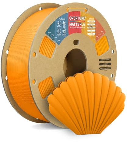 OVERTURE Matte PLA 3D Printer Filament 1.75mm, 1kg Orange | Frosted Matt Finish Hides Layer Lines, Accuracy +/- 0.02mm, Fit Most FDM Printer (Orange)