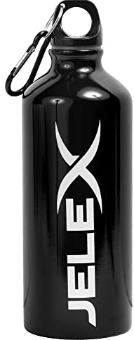 JELEX Aqua Trinkflasche 600ml Wasserflasche mit dichtem Verschluss und Karabinerhaken, spülmaschinenfest, für Training, Outdoor, Freizeit und weitere Sportarten, BPA-frei schwarz