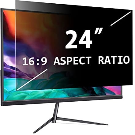 PYS 24 Zoll Bildschirm Blickschutzfilter für Computer Monitor 16:9 Seitenverhältnis, Anti-Blaulicht Blendfrei Abnehmbare 24 Privacy Screen Filter Bildschirmschutzfolie Sichtschutzfilter