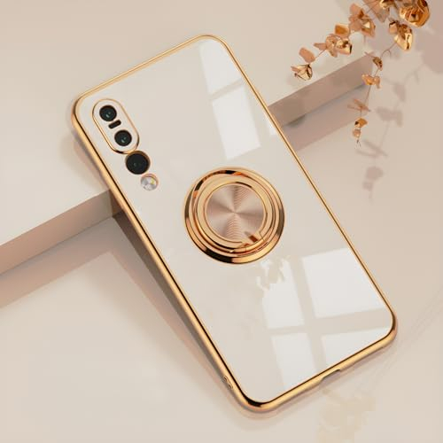 Rokmym Coque Huawei P20 Pro Coque en Silicone Souple avec Support d'Anneau à 360 degrés pour Huawei P20 Pro Coque Cadre en Métal pour Voiture Magnétique