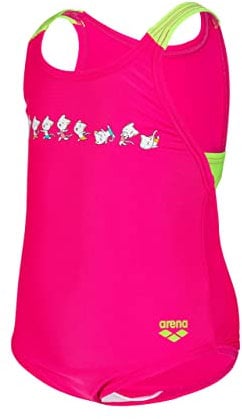 ARENA Kids Girl's Friends Swimsuit Swim PRO Back, Intero Bambine E Ragazze, Freak Rose-Soft Green, 1-2 Anni, 005160