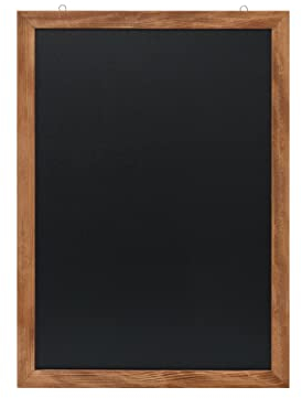 EUROPEL Kreidetafel mit schwarzer Melaminschicht, Rahmen aus lackiertem Kiefernholz, Naturholzfarbe, Abmessungen 60x84cm, Wandbefestigung, Hoch- oder Querformat, für flüssige Kreidemarker