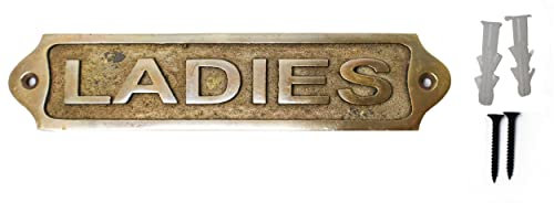 Plaque de porte en laiton | Finition antique | Installation facile à faire soi-même | Utilisation pour la décoration de la maison et les plaques nominatives | Hommes, femmes, bureau, buanderie,