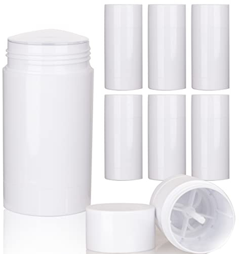 COSIDEA 6 x weiße, runde leere 75 g Deo-Behälter, Bodenfüllung, große Twist-Up-Röhrchen für Haarwachs, Chapstick-Flaschen