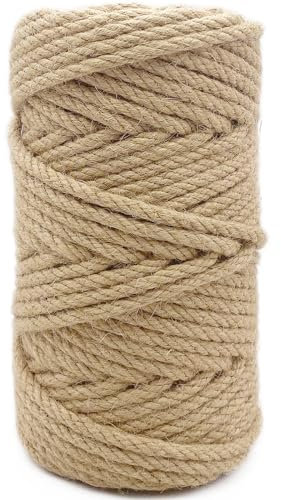 Leecogo 6 mm Juteseil, 40 m, Robustes und Dickes Bindfaden, für Gartenarbeit, Basteln, Verpacken, Bündeln und Heimdekoration