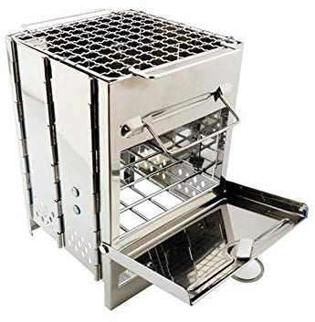 ADITAM KANBUN Tragbarer, zusammenklappbarer Holzofen für den Außenbereich, Picknick-BBQ-Grill, Kebab-BBQ-Grill Double The Comfort