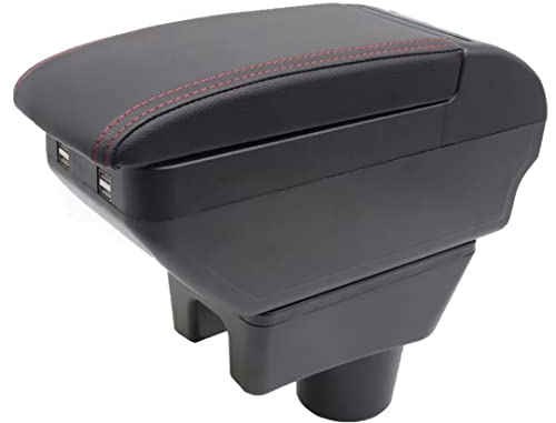 Doppelschicht Armlehne Box Für Mitsubishi Mirage Attraction Space Star 2014-2023 Mittelkonsole Aufbewahrungsbox mit 4 USB Port Cup Halter Armlehne Zubehör Schwarz