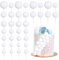 30Pcs Glitter Balls Cake Topper Foam Ball Cake Picks Mini Balloon DIY Cake Insert Topper Decoration for Baby Shower Wedding Anniversary Kids Birthday Graduation Party Cake Decorations White