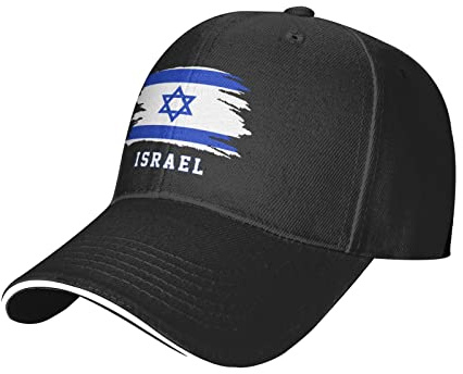 LOUJIN Israel Flagge Baseball Cap Atmungsaktiv Verstellbare Sport Cap Sommer Sonnenhut Schwarz für Damen Herren, Schwarz , One size