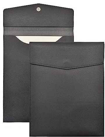 VANRA 1 Stück PU Leder Aktenordner Vertikal A4 Dokumentenhalter Aktenumschlag Wasserdicht Leder Portfolio Etui Aktenordner Organizer für Briefgröße mit Magnetknopf Verschluss (Schwarz)