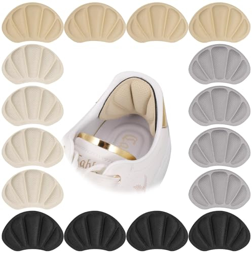 JIZZU 8 Paar Fersenkissen Schuhe Pads für Schuhe zu groß Selbstklebende Fußkissen Pads für Damen Herren Dicke Schuheinlagen Zurück Einlegesohlen Anti Blasen Schuheinlagen Fersenschutz (mehrfarbig)