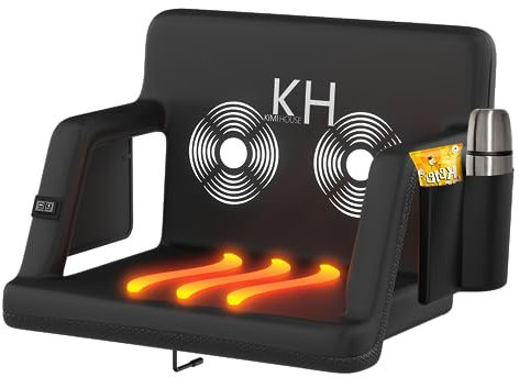 Extra-wide Heated Massage Stadium Seat with Back Arm Support, Foldable Portable Stadium Seat for Bleachers,Extra Thick Padding, Reclining Waterproof Cushion for Sports Events, Outing, Hiking