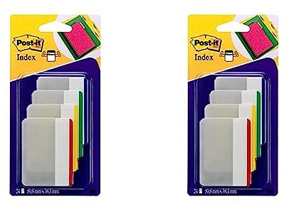 Post-it 686-F1EU Haftstreifen Index Strong, 50,8 x 38 mm, blau, grün, rot, gelb, 4 x 6 Stück (Packung mit 2)