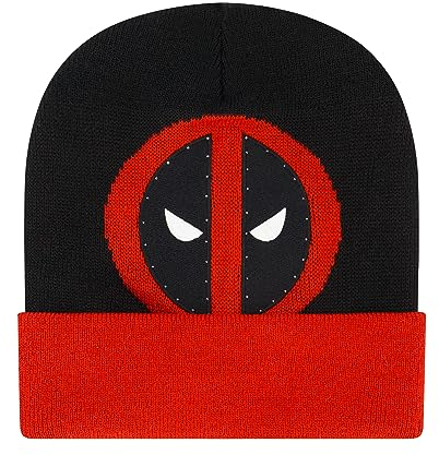 Marvel Deadpool Beanie Hat, LED Light Up Winter Knit Cap with Logo and Cuff, Multicolor, One Size, Multicolor, One size