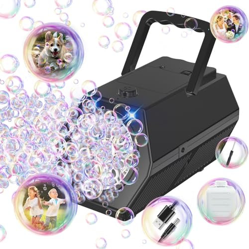 Automatic Bubble Machine for Kids Portable Bubble Blower With LED Lights /240ml Bubble Solution/10000+ Bubbles Per Minute/12Holes Bubble Toys for Outdoor/Indoor Wedding Party Birthday Gifts