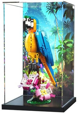 Lego Creator 31136 Vitrine en acrylique pour perroquet exotique à grenouille au poisson Boîte de rangement anti-poussière et anti-UV pour collectionneurs (fond C)